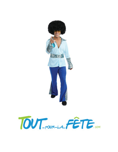 Déguisement de disco bleu taille adulte