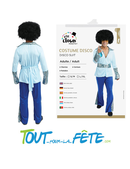 Déguisement de disco bleu taille adulte