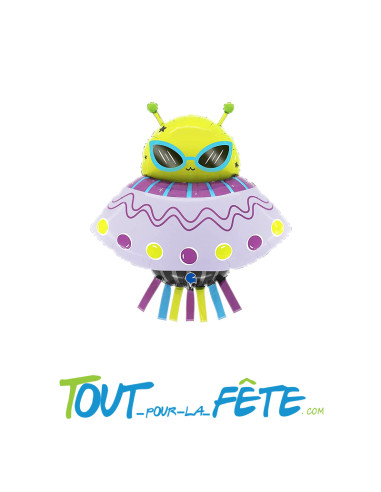 Ballon aluminium extra-terrestre ( alien ) avec soucoupe 74cm
