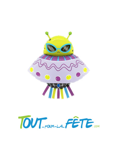Ballon aluminium extra-terrestre ( alien ) avec soucoupe 74cm