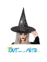 Chapeau de sorcière avec motif toile d'araignée noir