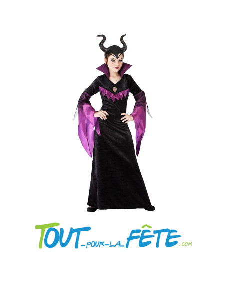 Déguisement reine maléfique noir et violet taille enfant