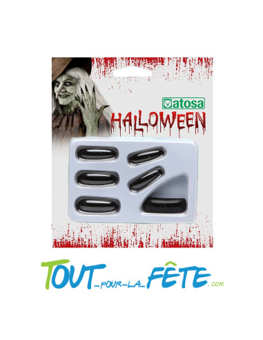 Lot de 10 faux ongles noirs