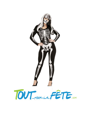 Déguisement de squelette taille adulte femme...