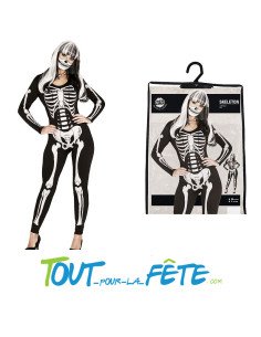 Déguisement de squelette taille adulte femme combinaison... 2