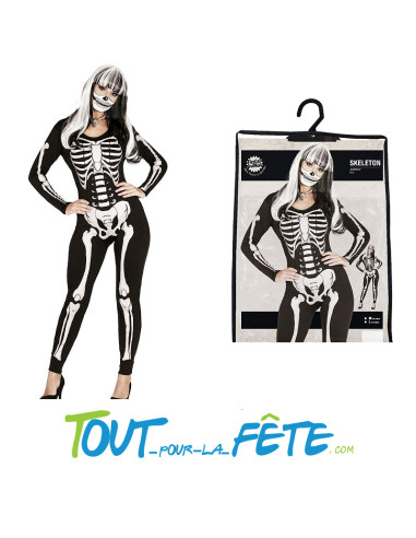 Déguisement de squelette taille adulte femme...