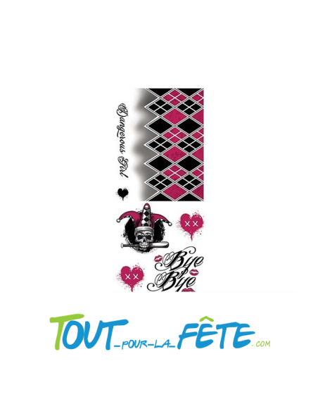 Tatouage harley quinn dangerous girl 30 x 14 cm