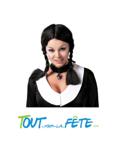 Perruque tresse noir Mercredi Addams