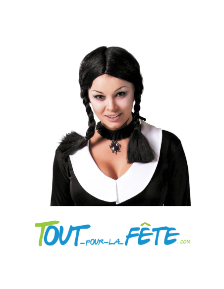 Perruque tresse noir Mercredi Addams
