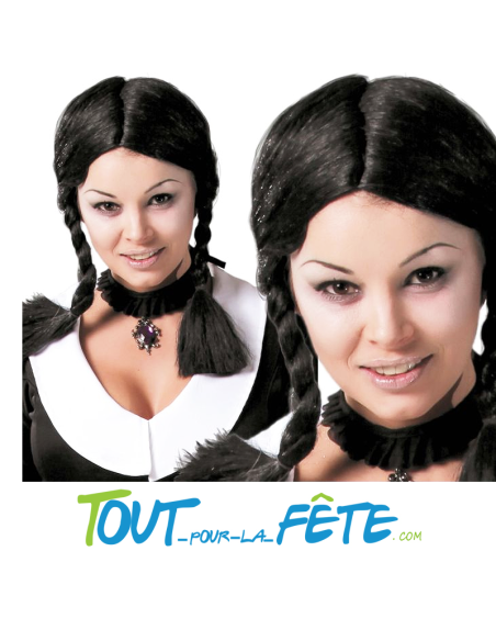 Perruque tresse noir Mercredi Addams