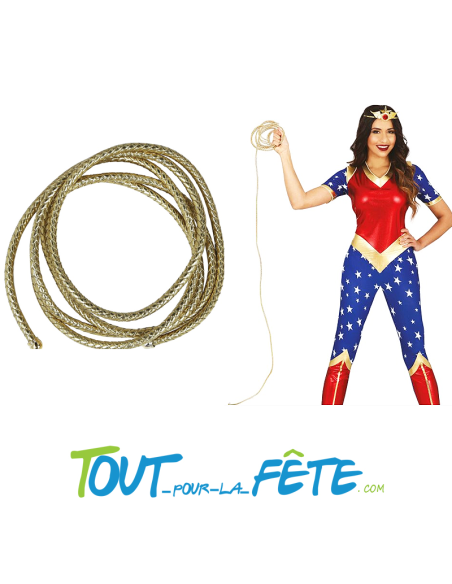 Lasso doré 200 cm de Super Héroïne Wonder Woman – Accessoire de déguisement