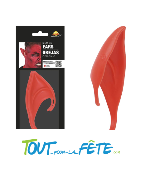 Oreilles de diable rouge en latex prothèses en latex