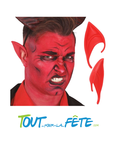 Oreilles de diable rouge en latex prothèses en latex
