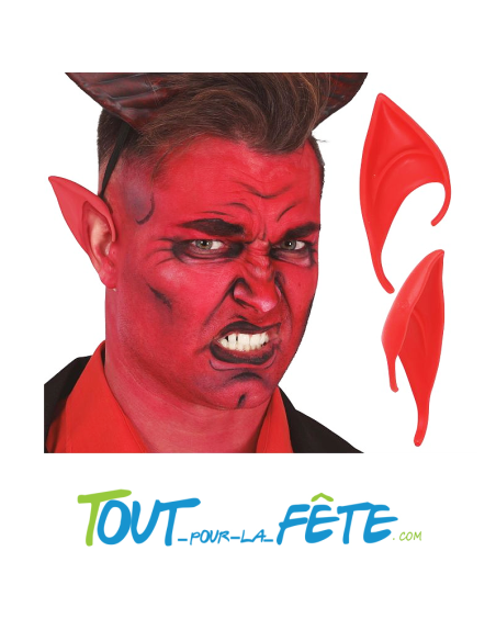 Oreilles de diable rouge en latex prothèses en latex