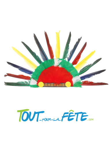 Coiffe d'indien chef de tribu avec 15 plumes...