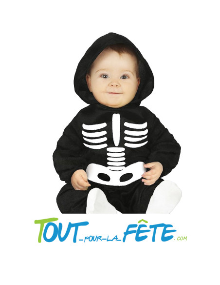 Déguisement de squelette bébé 12/18 mois skeleton Combinaison, Capuche
