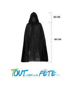 Cape avec capuche noir 80 cm taille enfant