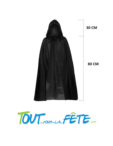Cape avec capuche noir 80 cm taille enfant