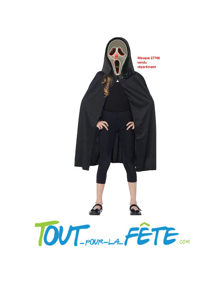 Cape avec capuche noir 80 cm taille enfant