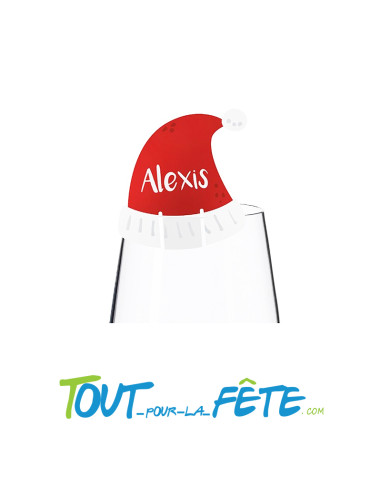 6 marques places bonnet de Noel 6cm x 6 cm