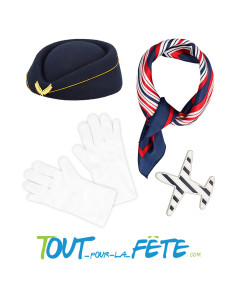 Set hôtesse de l'air ( chapeau - châle - badge - gants ) 2