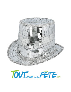 Chapeau haut de forme disco boule a facette