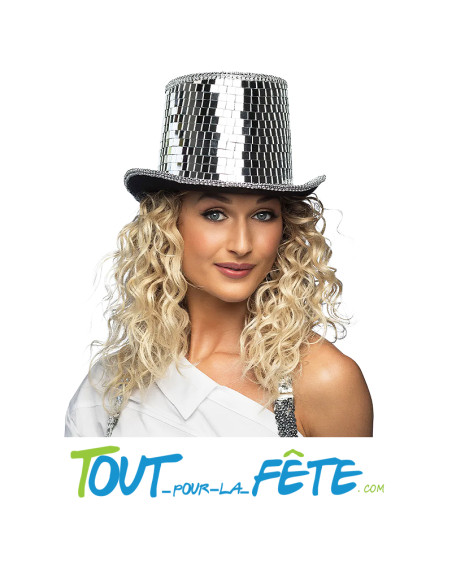 Chapeau haut de forme disco boule a facette