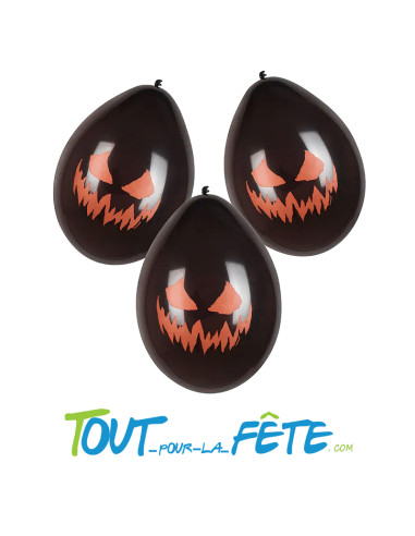6 ballons en latex citrouille noir 25 cm (gonflage a l'air)