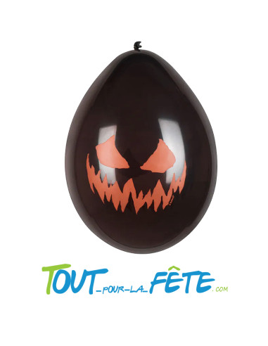 6 ballons en latex citrouille noir 25 cm (gonflage a l'air)