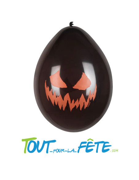 6 ballons en latex citrouille noir 25 cm (gonflage a l'air)