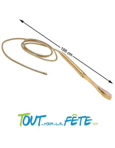 Fouet doré 195cm pour vos soirées costumées