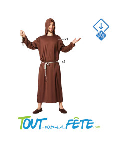 Déguisement de moine homme adulte soutane avec capuche et cordon