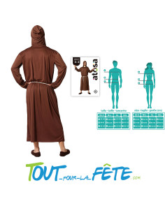Déguisement de moine homme adulte soutane avec capuche et cordon 2