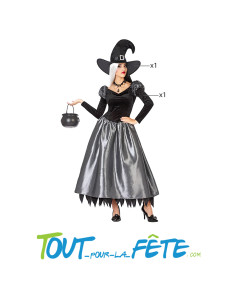 Déguisement de sorcière gris femme adulte