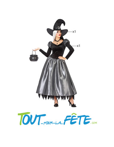 Déguisement de sorcière gris femme adulte