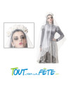 Serre tête mariée avec fleurs et voile blanc