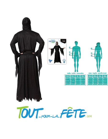 Déguisement noir effrayant de zombie homme cagoulé a capuche