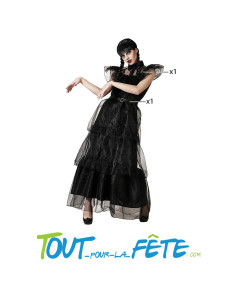 Déguisement de Mercredi Addams robe de bal taille adulte
