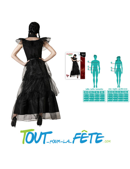 Déguisement de Mercredi Addams robe de bal taille adulte