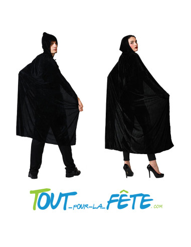 Cape a capuche en velours noir ou rouge 140 cm