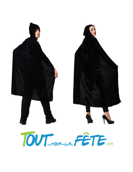 Cape a capuche en velours noir ou rouge 140 cm
