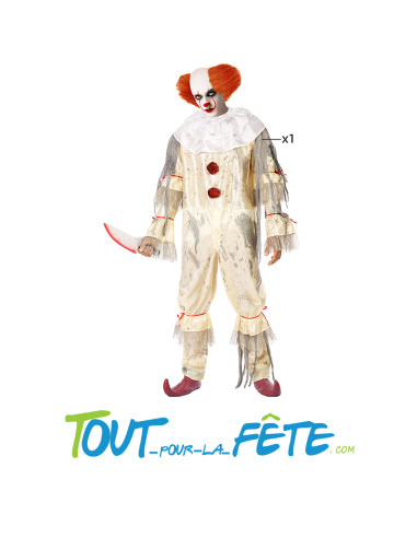 Costume clown "ça" taille adulte 1 combinaison
