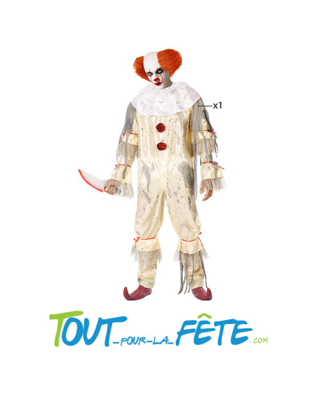 Costume clown "ça" taille adulte 1 combinaison