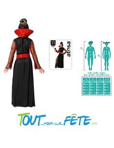 Costume de vampiresse taille enfant robe longue avec col haut et ceinture 2