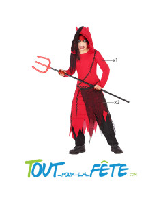 Déguisement de diable taille enfant tunique et trois tissus