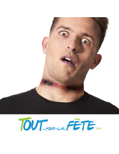 Effet égorgé avec colle adhésif blessure au cou réaliste