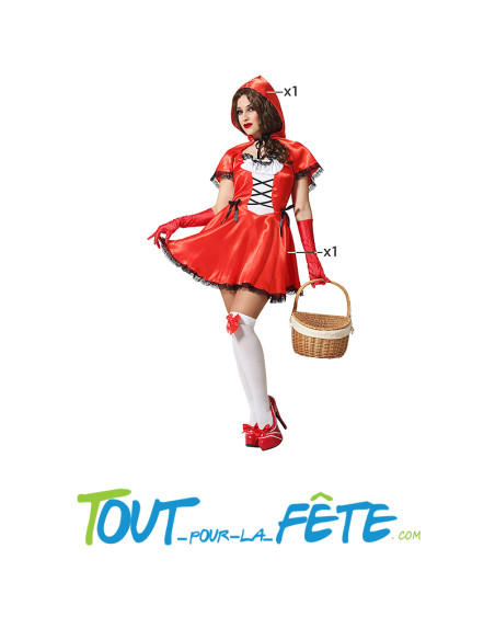 Déguisement de Petit chaperon rouge adulte un cape courte, capuche, robe