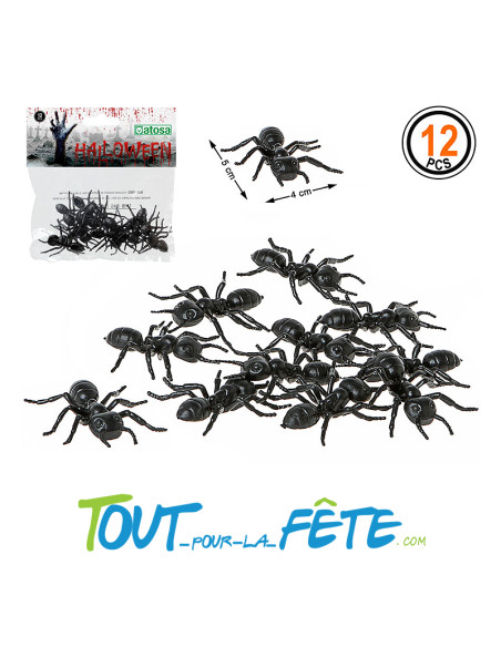12 fourmis noir 5x4 cm en plastique