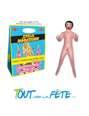 Poupée gonflable femme 1.60m Gadget sexy humoristique