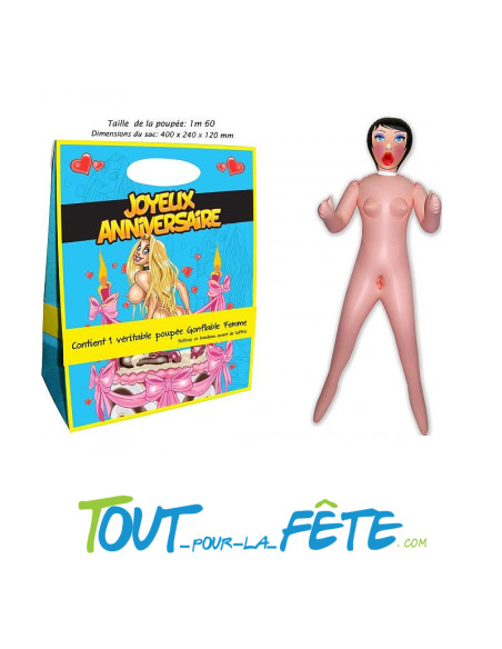 Poupée gonflable femme 1.60m Gadget sexy humoristique